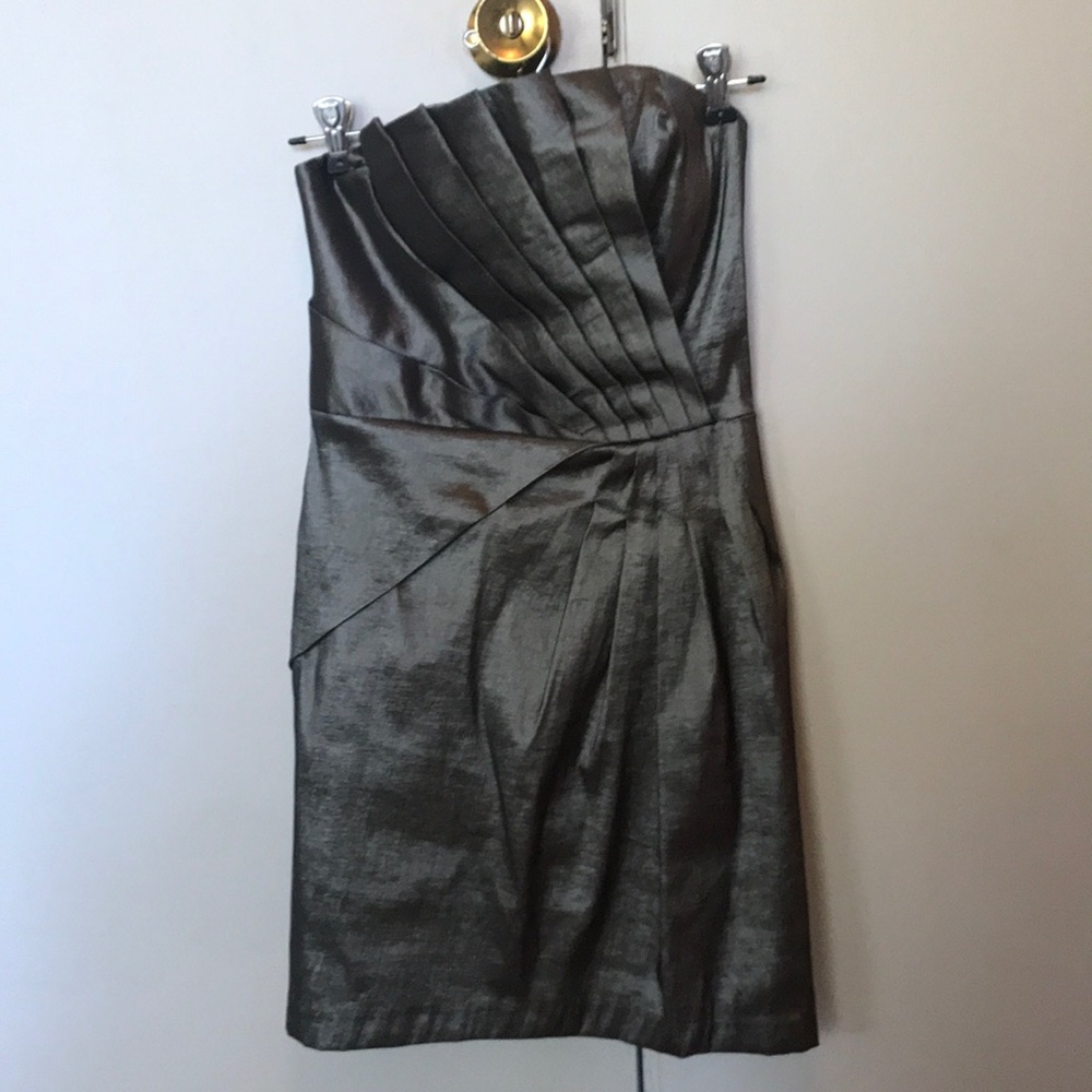 Y2K Strapless Metallic Aqua Cocktail Dress